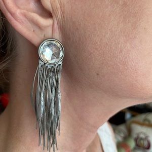 EARRINGS Hammered Handcrafted Silver washed & Swarovski Crystal